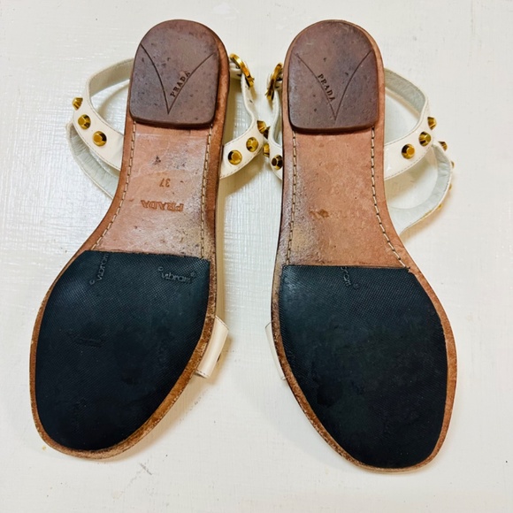 Patent Leather Studded Accents T-Strap Sandals Women's size 37 wears 7 - Picture 4 of 8